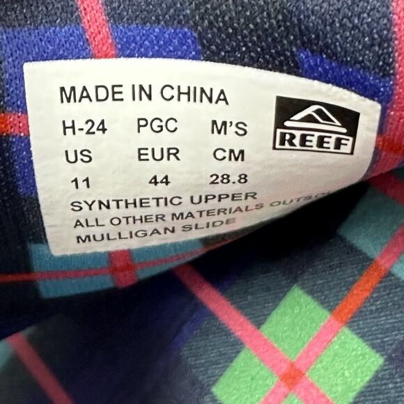 Reef Mulligan Golf Slide Mens Size 11 Blue Plaid Scottish Matters 2 Sandal - Picture 7 of 8